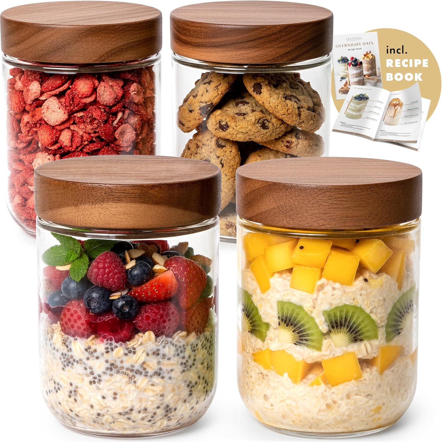 Meal Prep Containers - Overnight Oats Containers with Lids Acacia