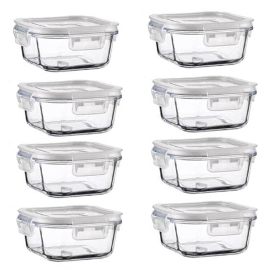 Meal Prep Containers - 16oz Square Glass Food Storage Containers