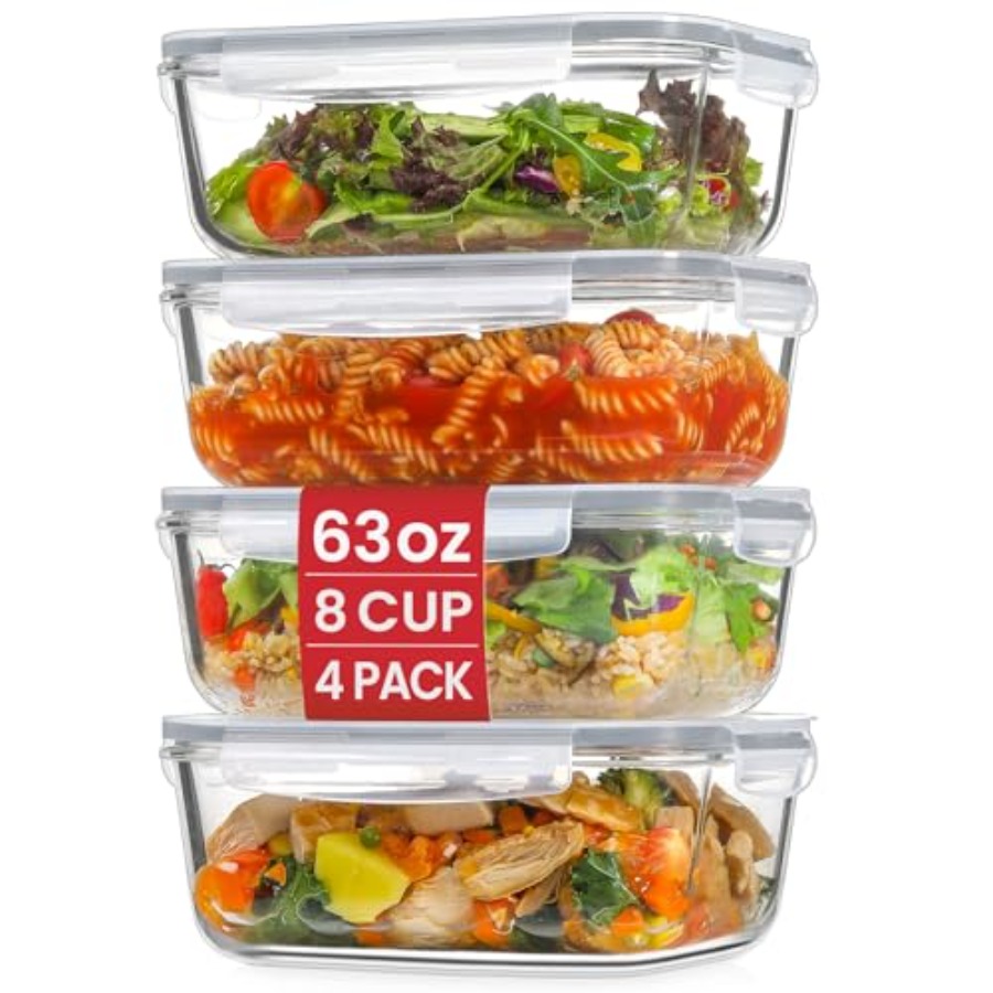 Meal Prep Containers - 4 Pack 8 Cups/ 63oz Large