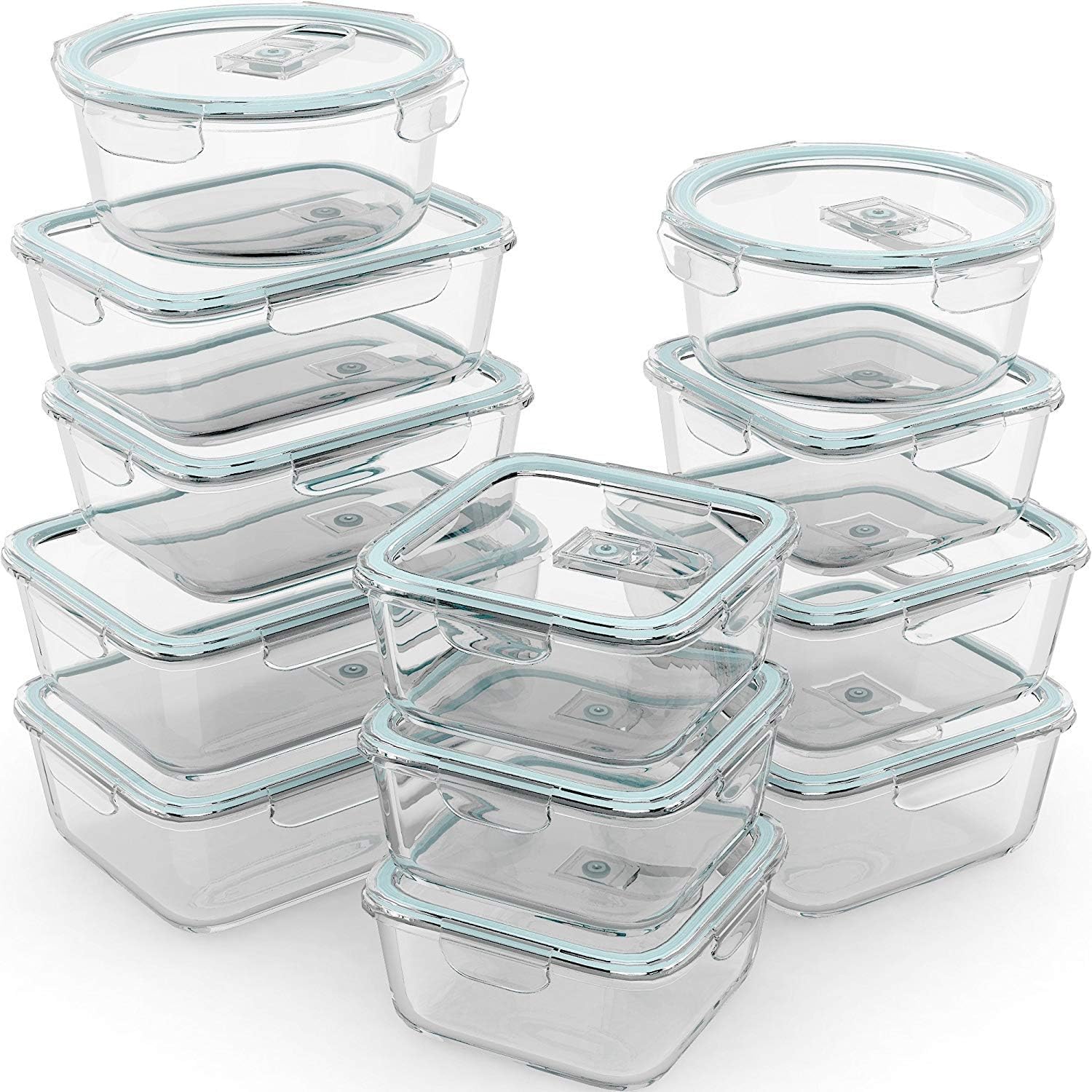 Meal Prep Containers - 24 Pc Airtight Glass Food Storage