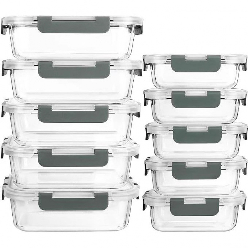 Meal Prep Lunch Boxes - Glass Food Storage Container With Lid
