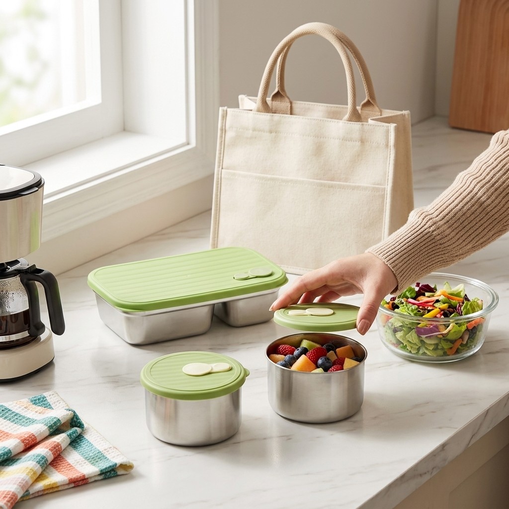 Meal Prep Lunch Boxes - Microwave Safe 304 Stainless Steel Bento