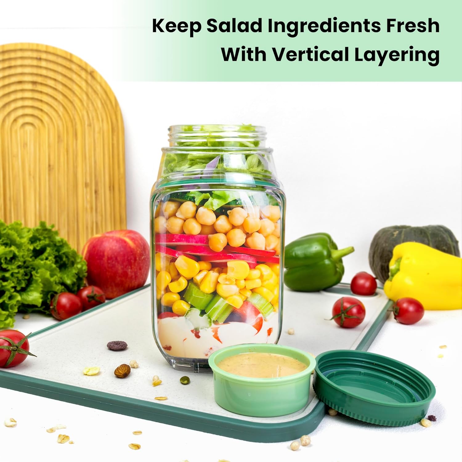 2-Pack 34oz Salad Jar Containe - đánh giá và giá Meal Prep Jar Salad
