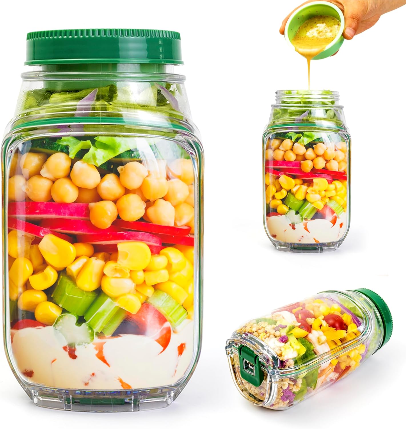 2-Pack 34oz Salad Jar Containe - đánh giá và giá Meal Prep Jar Salad