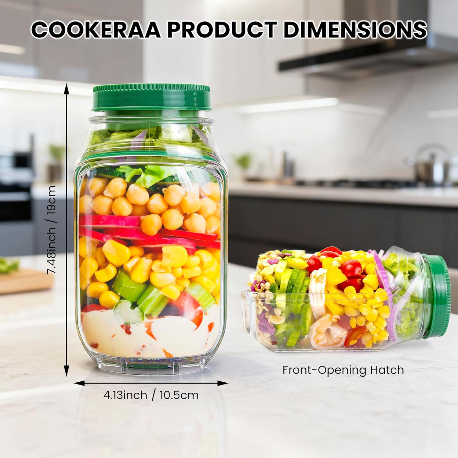 2-Pack 34oz Salad Jar Containe - đánh giá và giá Meal Prep Jar Salad
