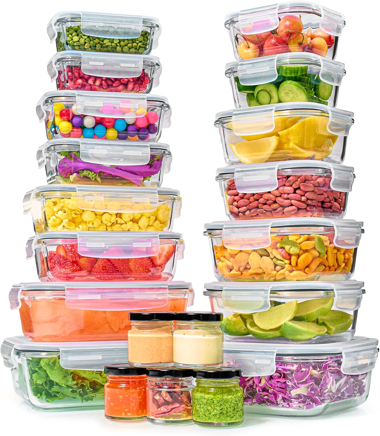 40pc Glass Food Storage Contai - đánh giá và giá Meal Prep Lunch Boxes