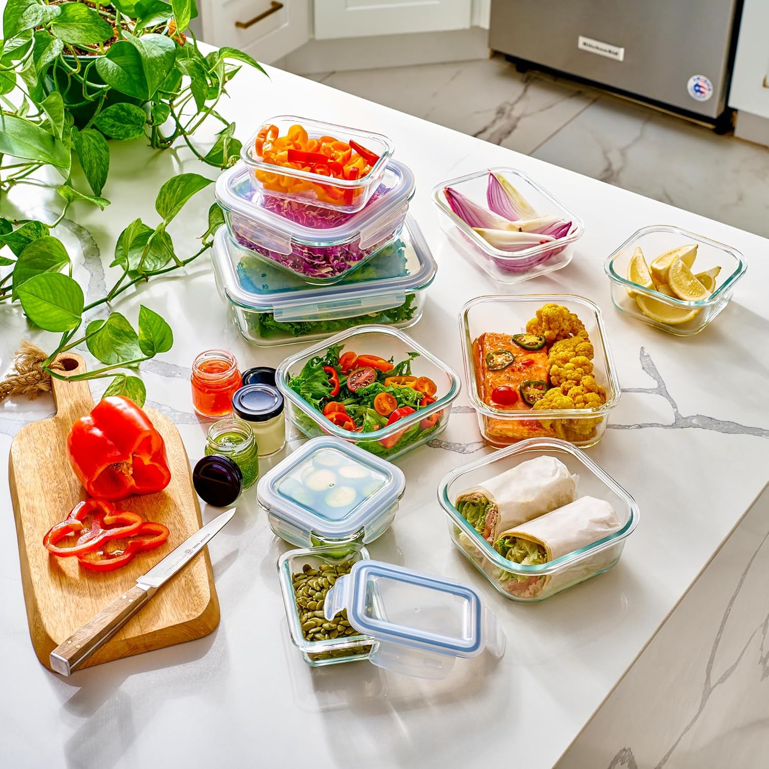 40pc Glass Food Storage Contai - đánh giá và giá Meal Prep Lunch Boxes