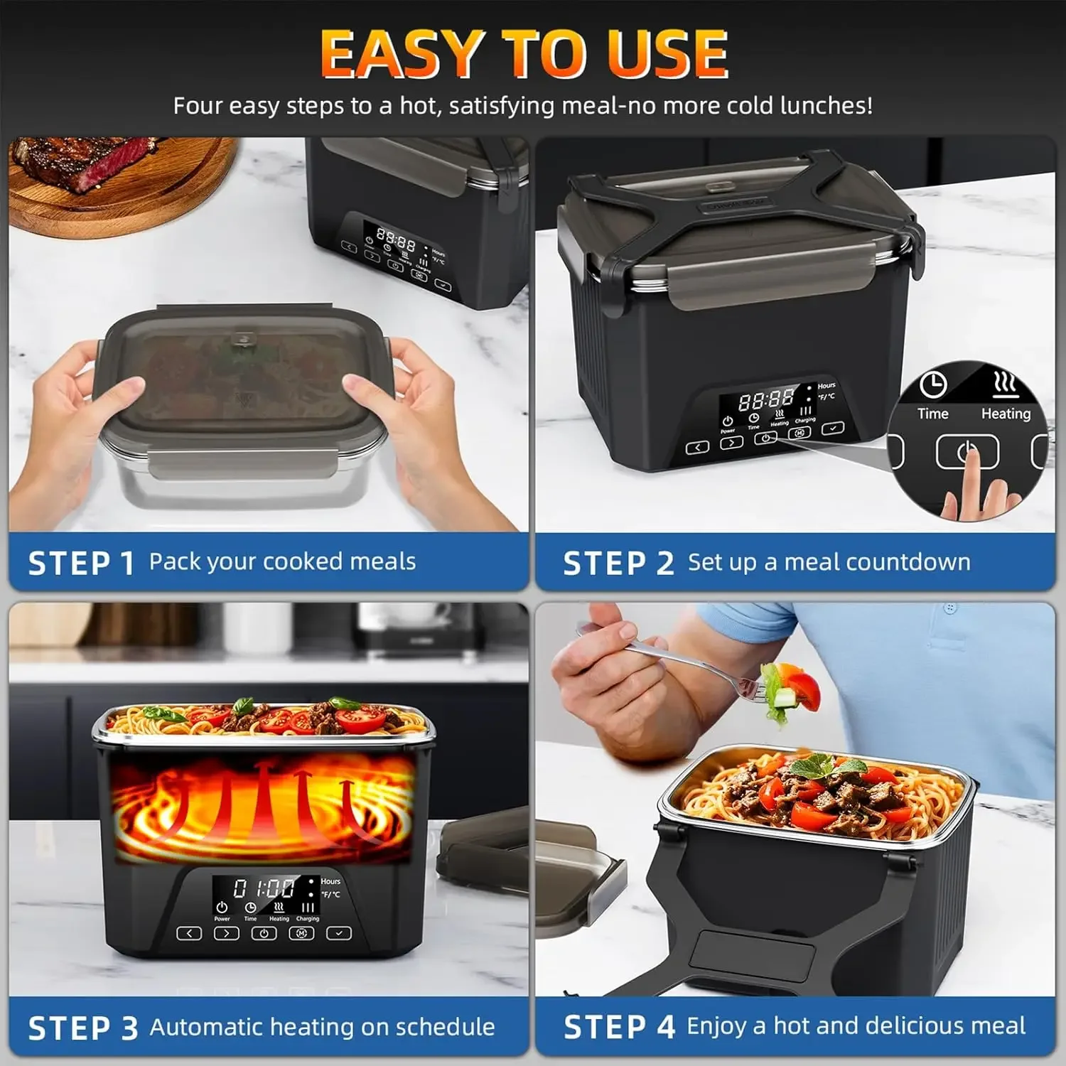 Cordless Electric Lunch Box, 1 - đánh giá và giá Meal Prep Lunch Boxes
