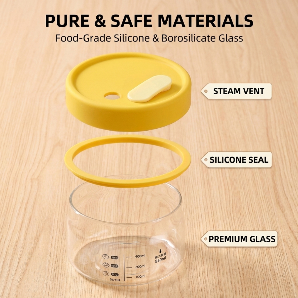 Hot Sale Yellow Glass Food Con - đánh giá và giá Meal Prep Yellow