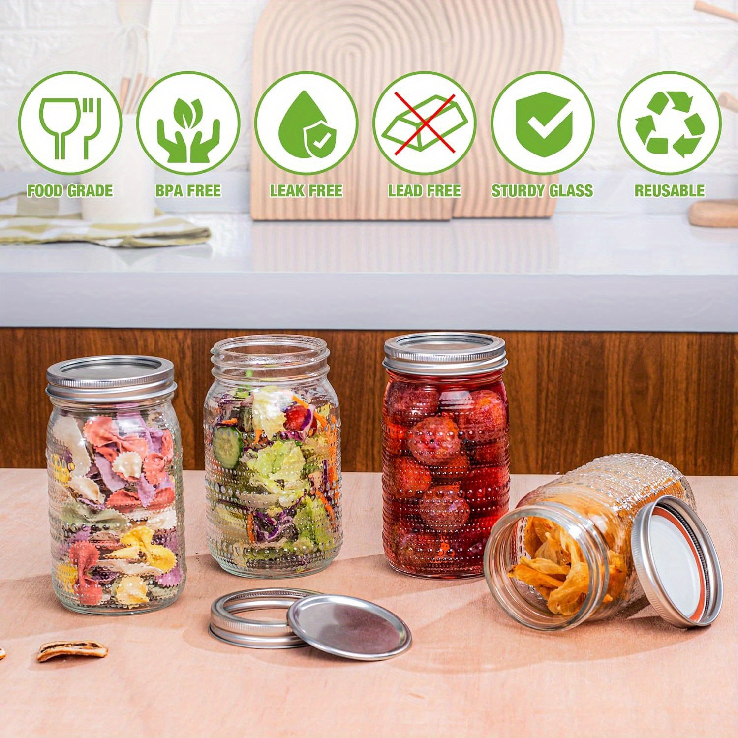 Mason Jars 32 Oz with Lids Wid - đánh giá và giá Meal Prep Jar Salad