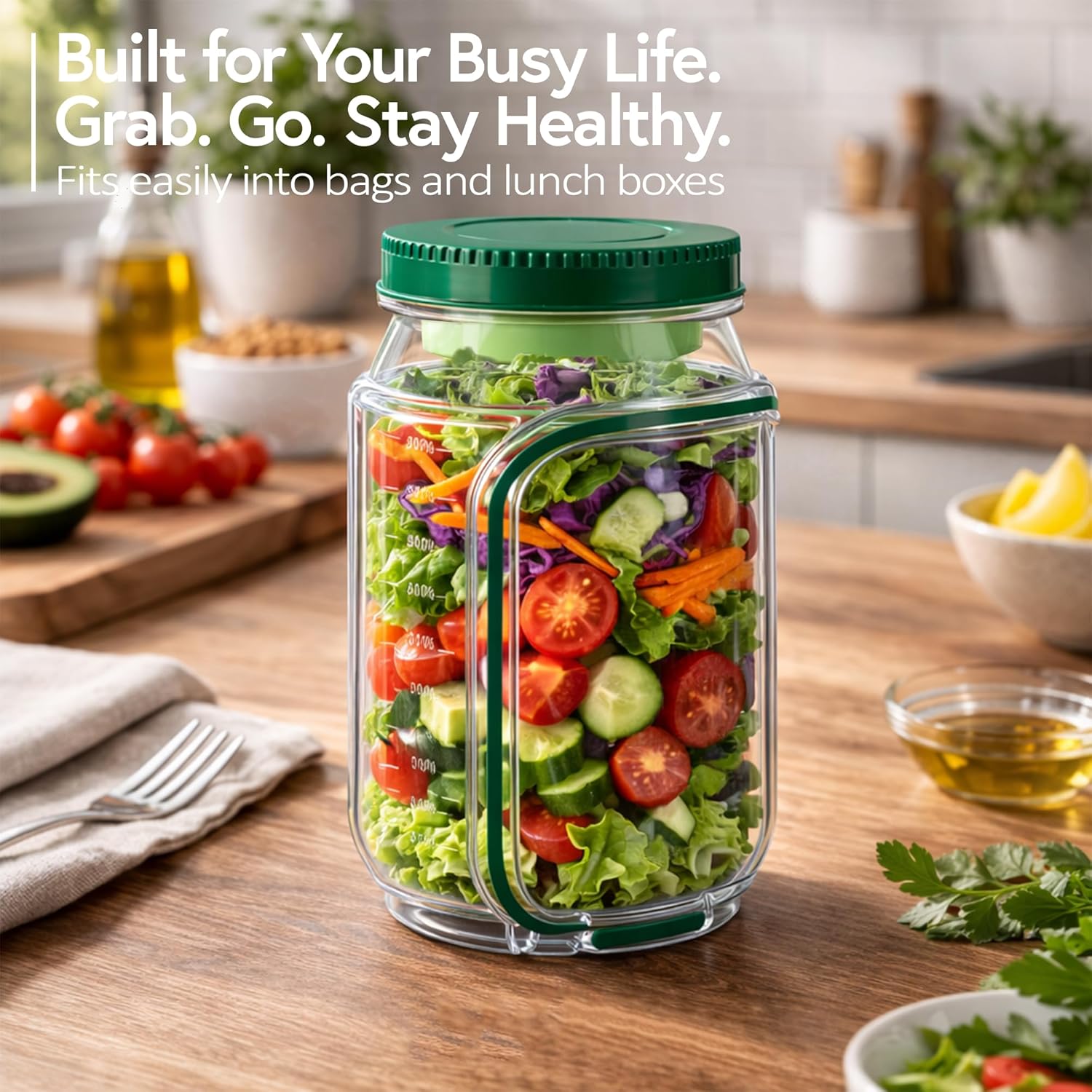 Salad Jar with Side Opening, M - đánh giá và giá Meal Prep Jar Salad