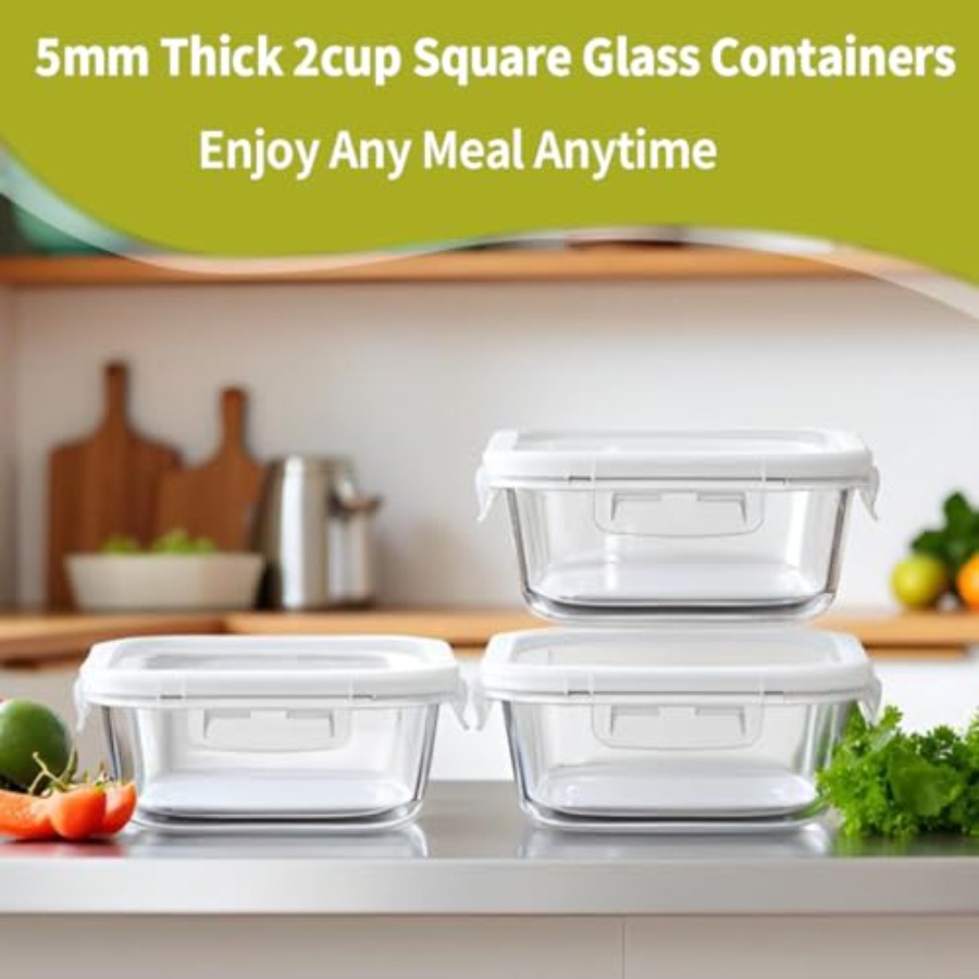 16oz Square Glass Food Storage - đánh giá và giá Meal Prep Containers