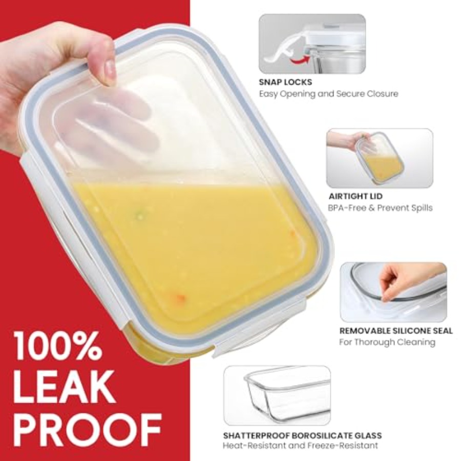 4 Pack 8 Cups/ 63oz Large Glas - đánh giá và giá Meal Prep Containers
