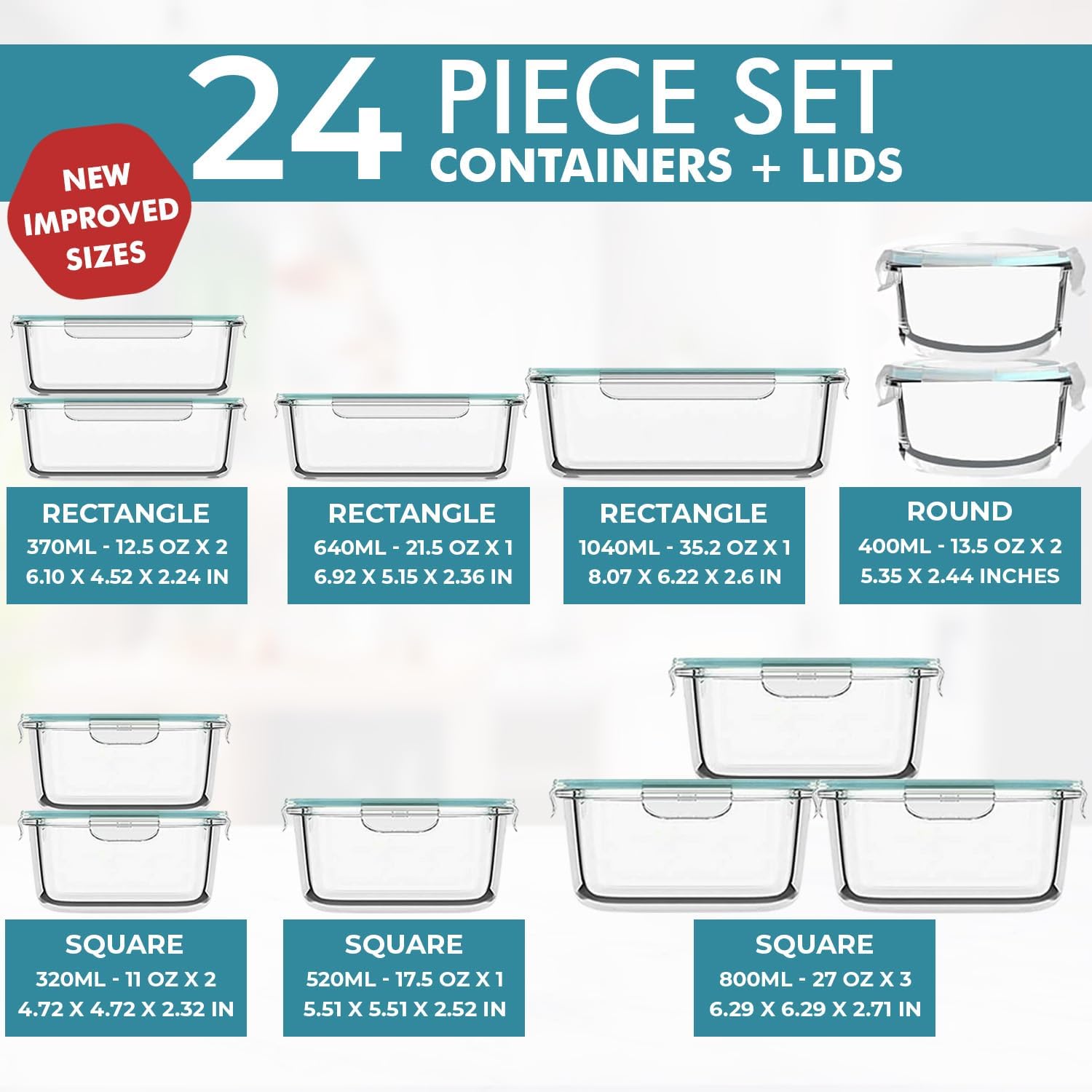 24 Pc Airtight Glass Food Stor - đánh giá và giá Meal Prep Containers