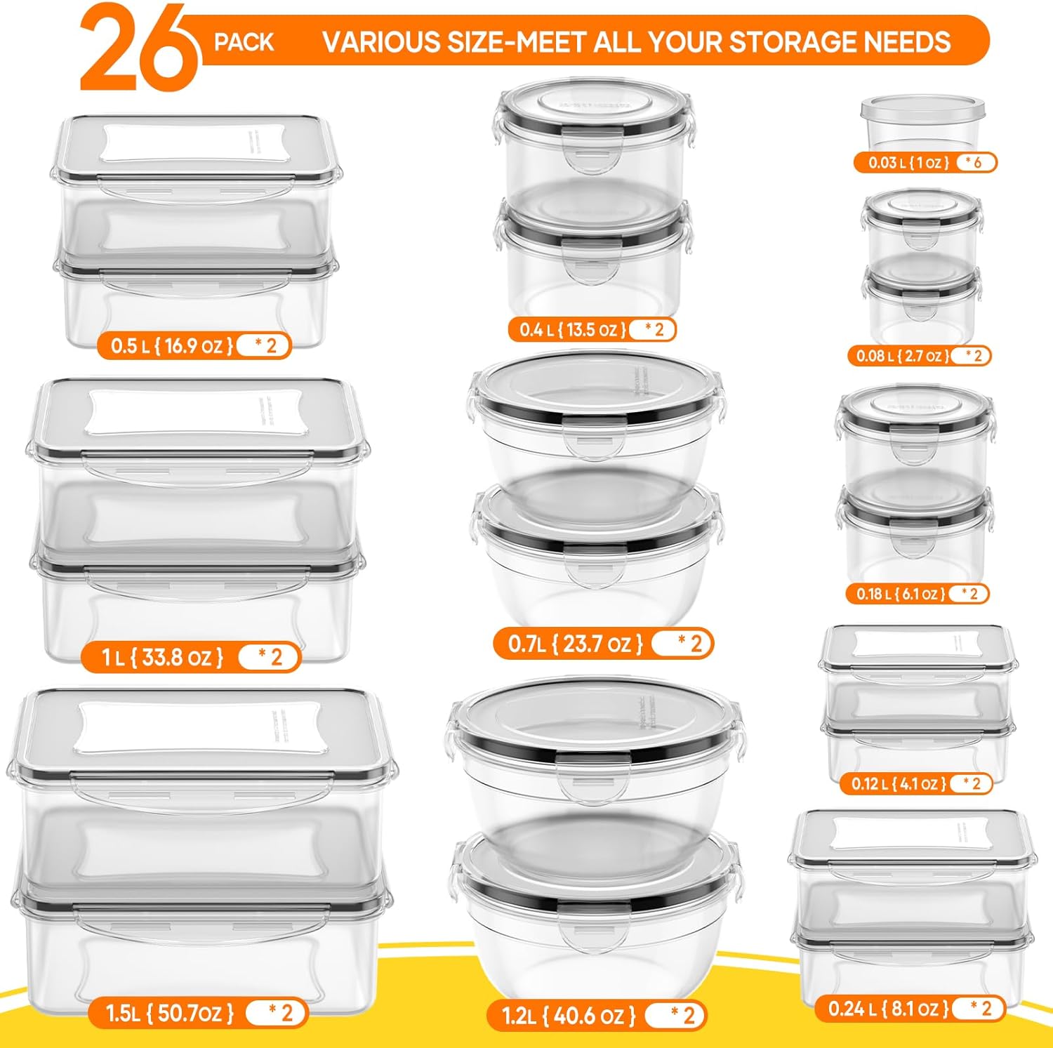 52 PCS Food Storage Containers - đánh giá và giá Meal Prep Containers