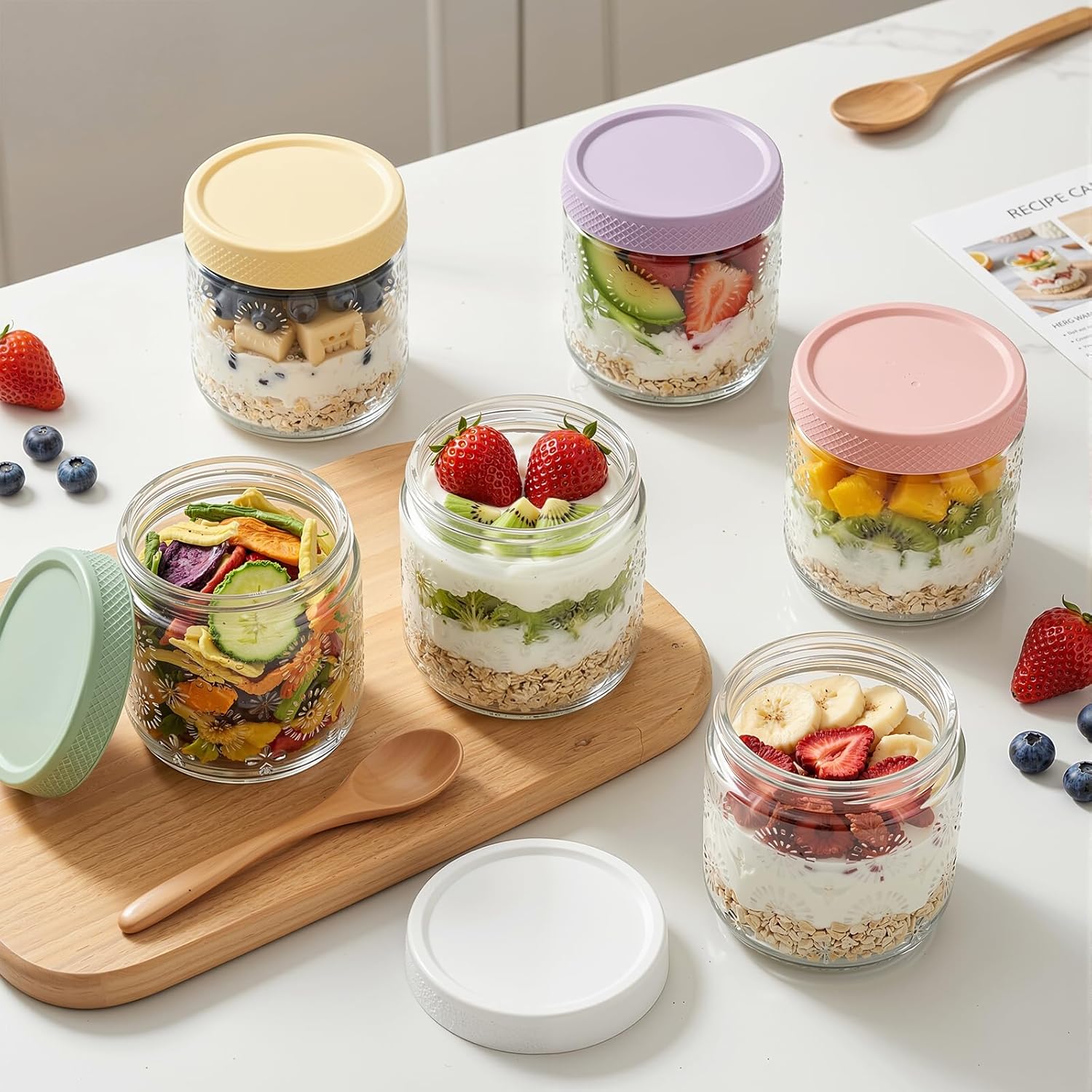 6 Pack 16 oz Overnight Oats Co - đánh giá và giá Meal Prep Jar Salad
