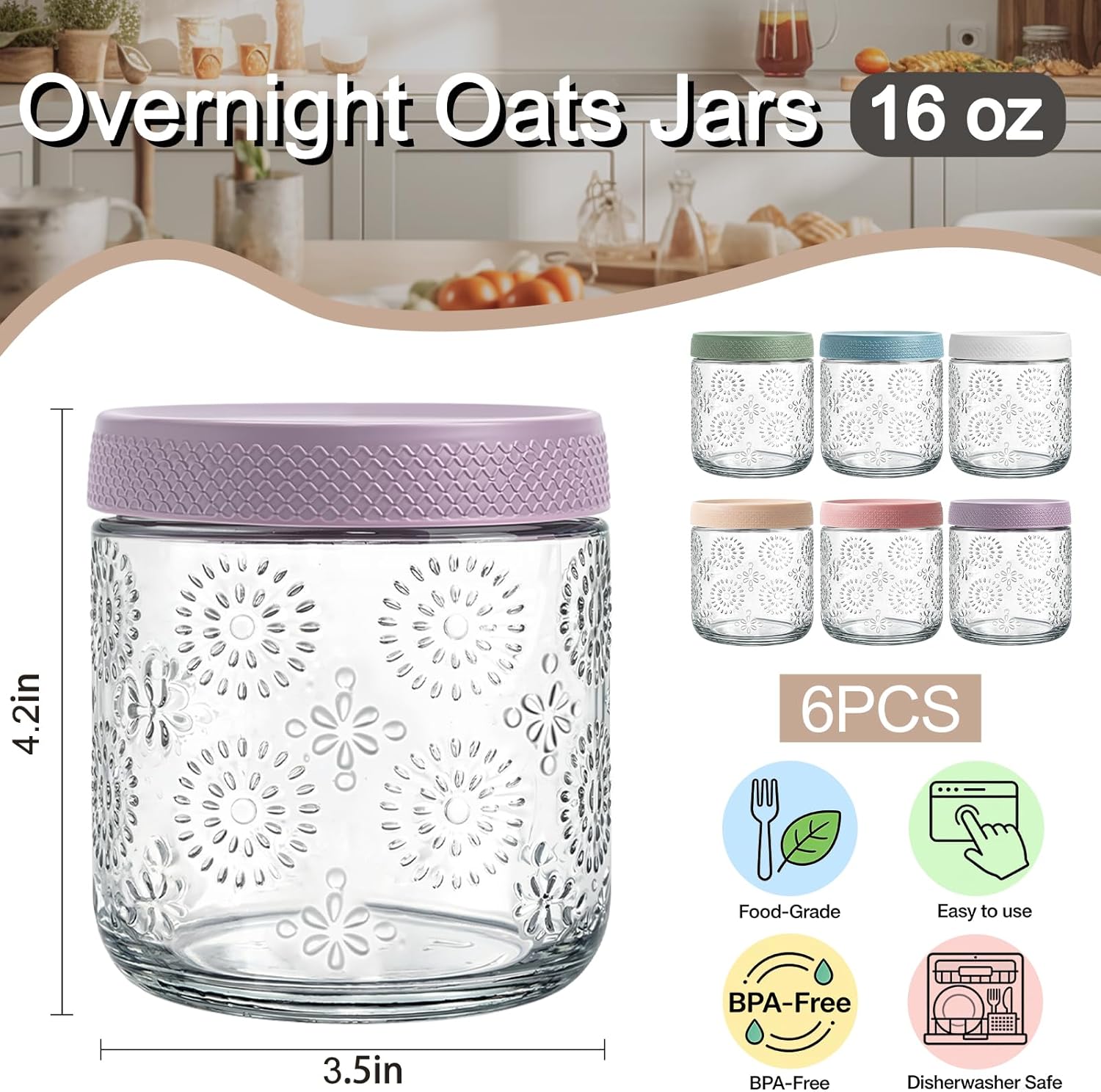 6 Pack 16 oz Overnight Oats Co - đánh giá và giá Meal Prep Jar Salad