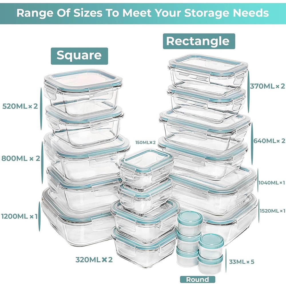 Pc Set Glass Food Storage Cont - đánh giá và giá Meal Prep Containers