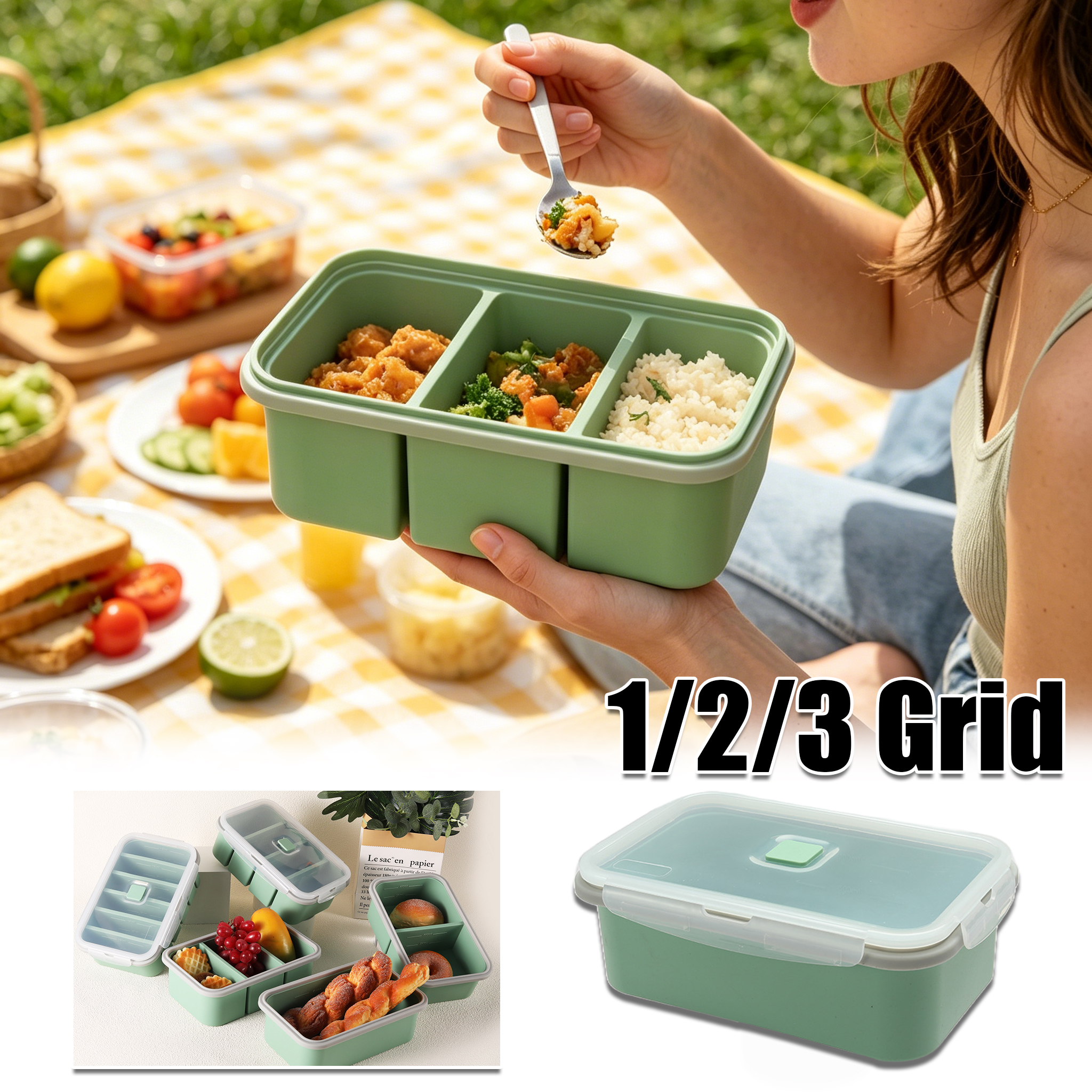 Reusable Large Divided Silicon - đánh giá và giá Meal Prep Lunch Boxes