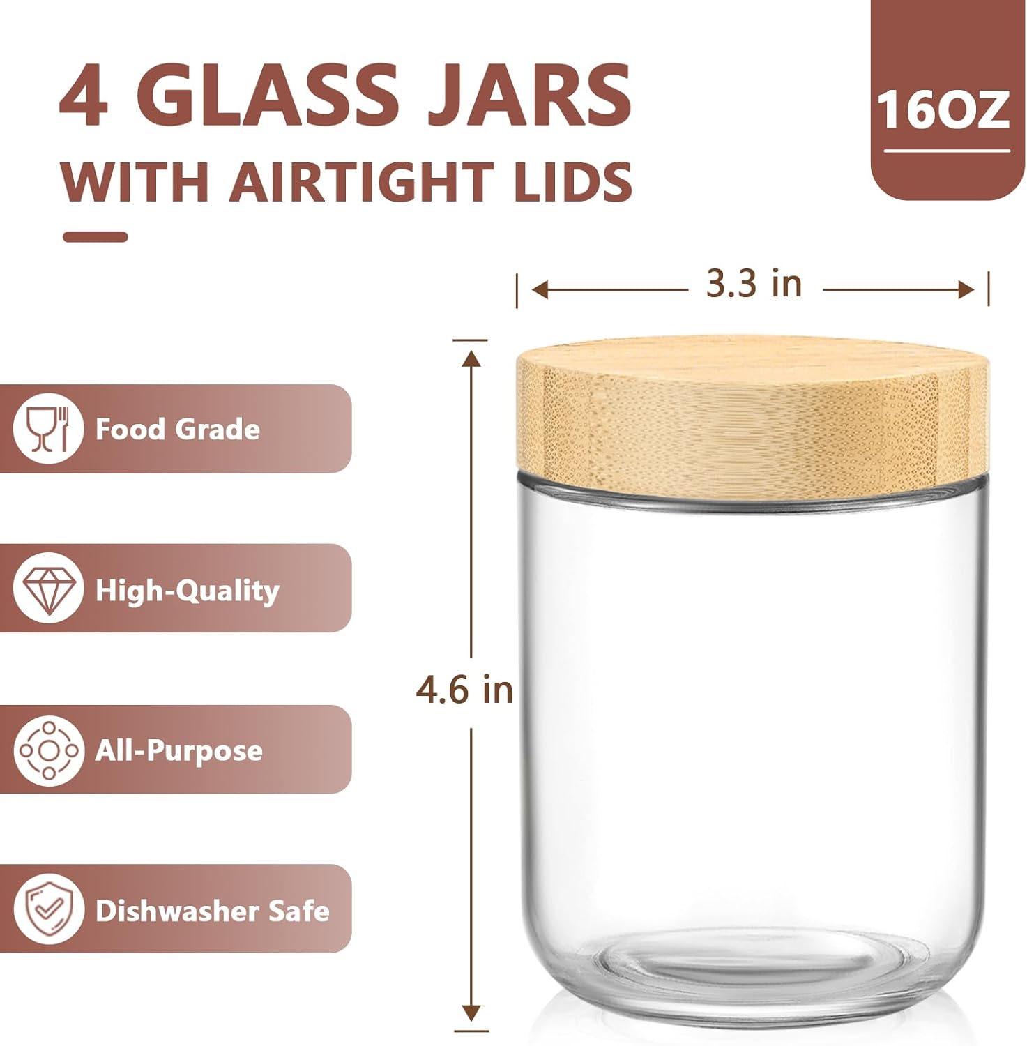 16 Oz Glass Jars with Bamboo L - đánh giá và giá Meal Prep Jar Salad