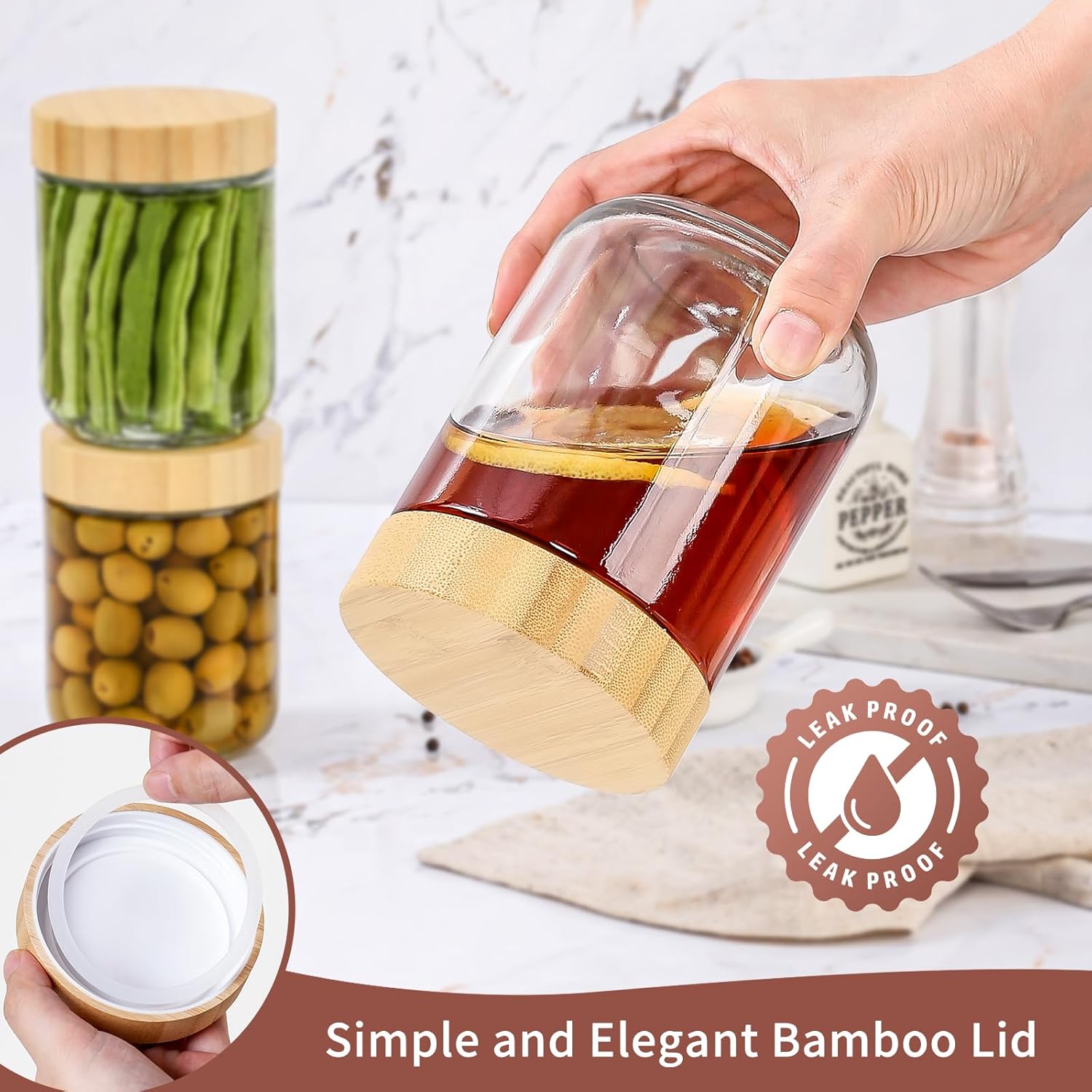 16 Oz Glass Jars with Bamboo L - đánh giá và giá Meal Prep Jar Salad